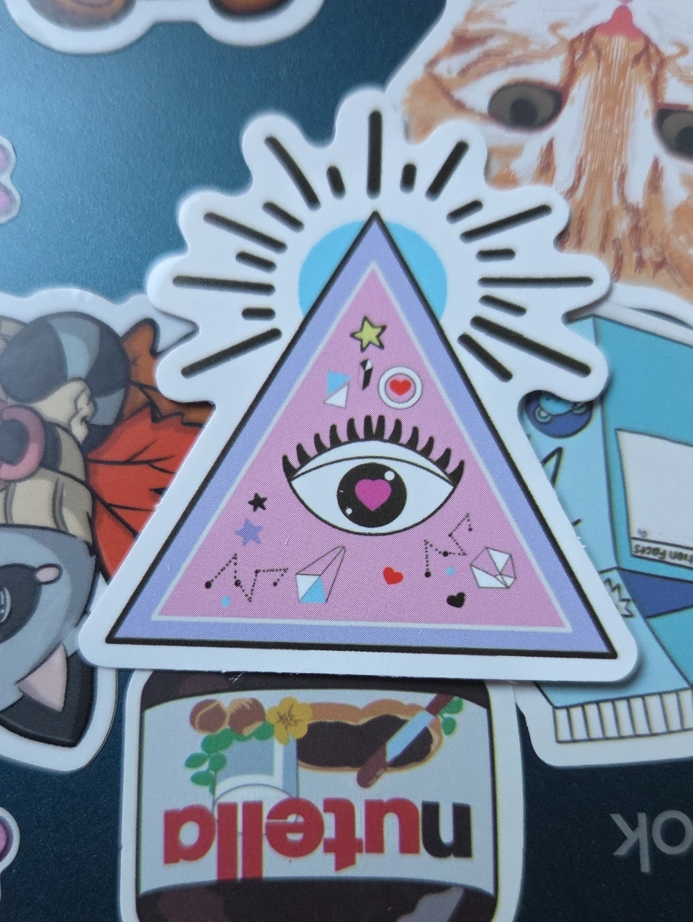 Mystic Eye Triangle Wall Art Sticker - Pink